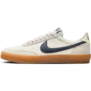 Nike Cream Low-Top Sneakers with Navy Swoosh and Gum Rubber Sole